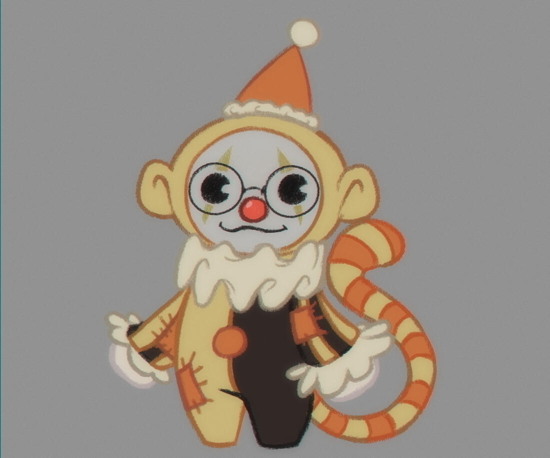 doodle of clonkey, the monkey clown.
